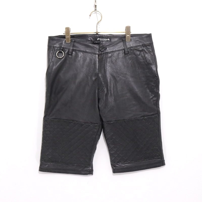 SASQUATCHfabrix. 11AW | Leather & Quilting Switching Shorts "MODERN NINJA" (113-31-1123)