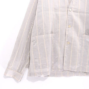 EDIFICE 24SS | Rayon/Linen Pattern No-Collar Shirt "Stripe" (24-011-300-1015-1-0)