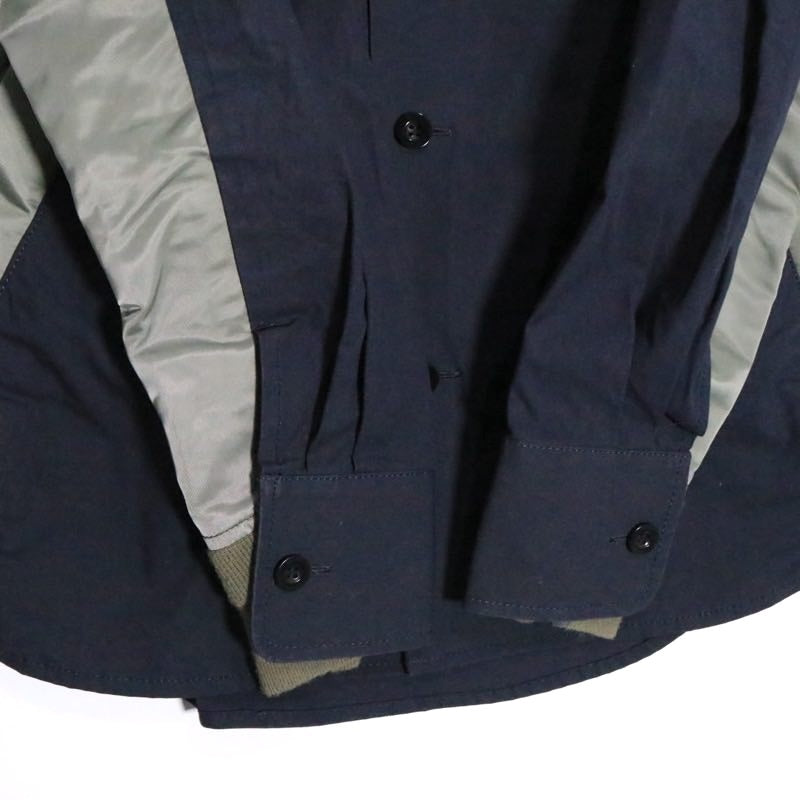 sacai 2022 | Cotton Oxford x Nylon Twill Shirt "Navy/Khaki" (SCM-040)
