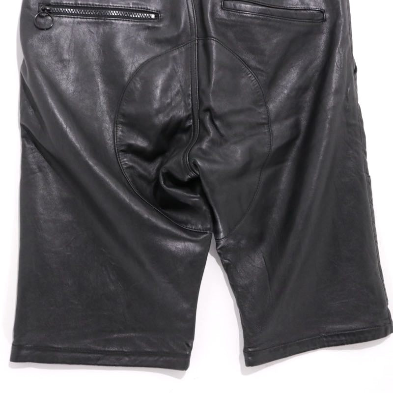 SASQUATCHfabrix. 11AW | Leather & Quilting Switching Shorts "MODERN NINJA" (113-31-1123)