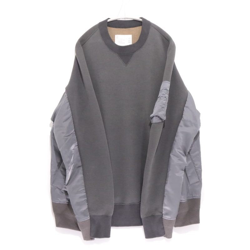 sacai 24SS | Sponge Sweat x Nylon Twill Pullover "Grey" (SCM-058)