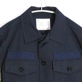 sacai 2022 | Cotton Oxford x Nylon Twill Shirt "Navy/Khaki" (SCM-040)