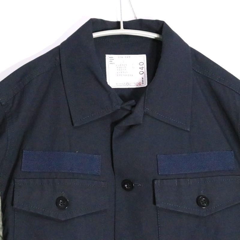 sacai 2022 | Cotton Oxford x Nylon Twill Shirt "Navy/Khaki" (SCM-040)