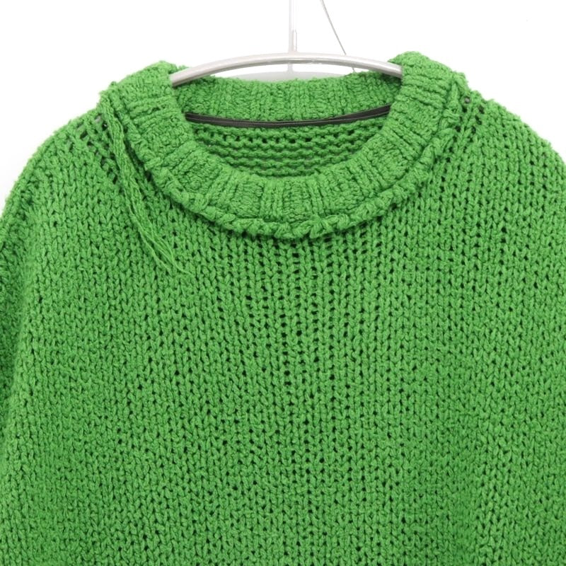 sacai 23SS | Inside-Out Destroyed Cotton Knit Pullover "Green" (23-03015M)