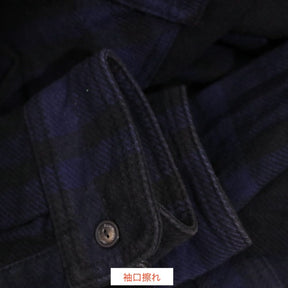 OFF-WHITE 19SS | Stencil Flannel Check Shirt "Navy / Black" (OMGA060R19C08015)