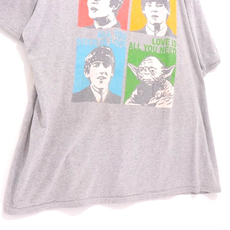 00s Vintage "The Beatles x Star Wars" | Mashup Parody Graphic T-Shirt "Grey"