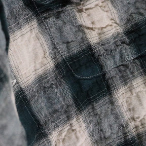 ROTAR | Ripple Check Open Collar Shirt "Green/Beige" (710934002)