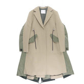 sacai 21AW | Wool Melton Docking Chester Coat "Beige×Khaki" (21-05726)
