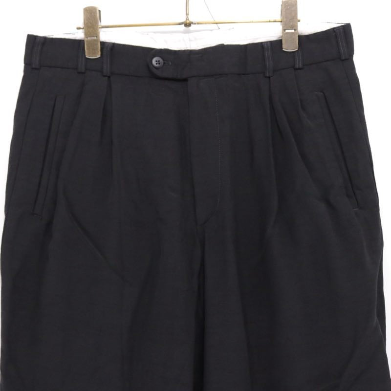 EURO VINTAGE 80s-90s | Bespoke 2Tuck Wide Tapered Slacks "GUTOS / Black"