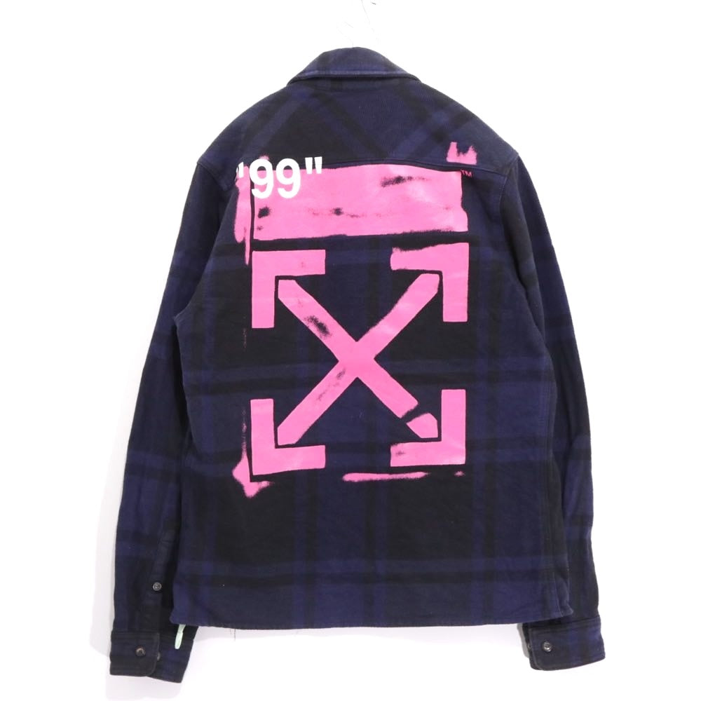 OFF-WHITE 19SS | Stencil Flannel Check Shirt "Navy / Black" (OMGA060R19C08015)