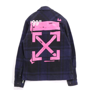 OFF-WHITE 19SS | Stencil Flannel Check Shirt "Navy / Black" (OMGA060R19C08015)