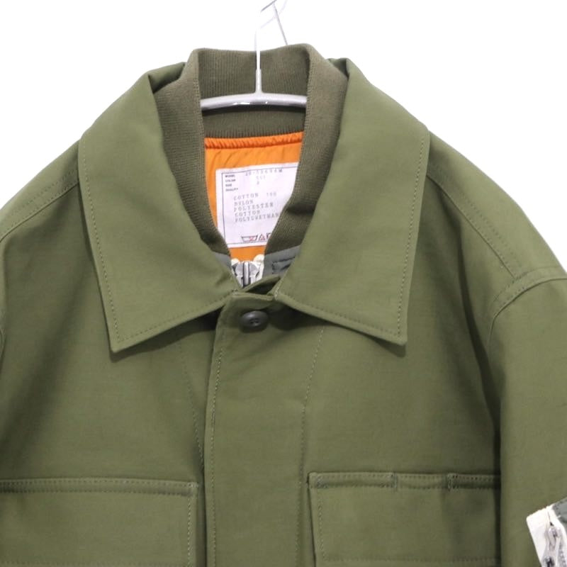 sacai 25SS | WTAPS Cotton Back Satin Jacket 02 "Khaki" (25-03694M)