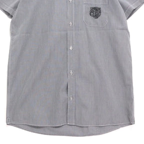 BALMAIN | Gingham S/S Shirt "Tiger Embroidery / Black Collar"