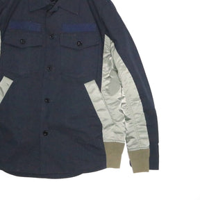 sacai 2022 | Cotton Oxford x Nylon Twill Shirt "Navy/Khaki" (SCM-040)