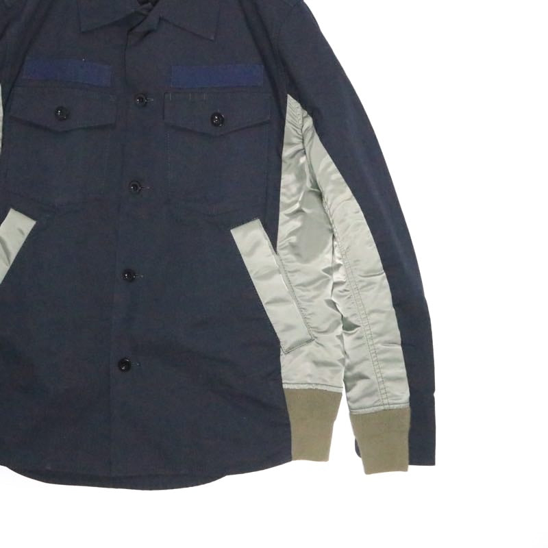 sacai 2022 | Cotton Oxford x Nylon Twill Shirt "Navy/Khaki" (SCM-040)