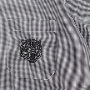 BALMAIN | Gingham S/S Shirt "Tiger Embroidery / Black Collar"