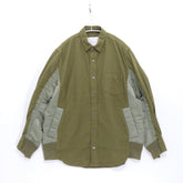 sacai 20SS | Nylon Twill x Cotton Shirt "Olive" (20-02357M)