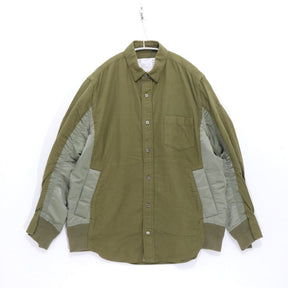 sacai 20SS | Nylon Twill x Cotton Shirt "Olive" (20-02357M)