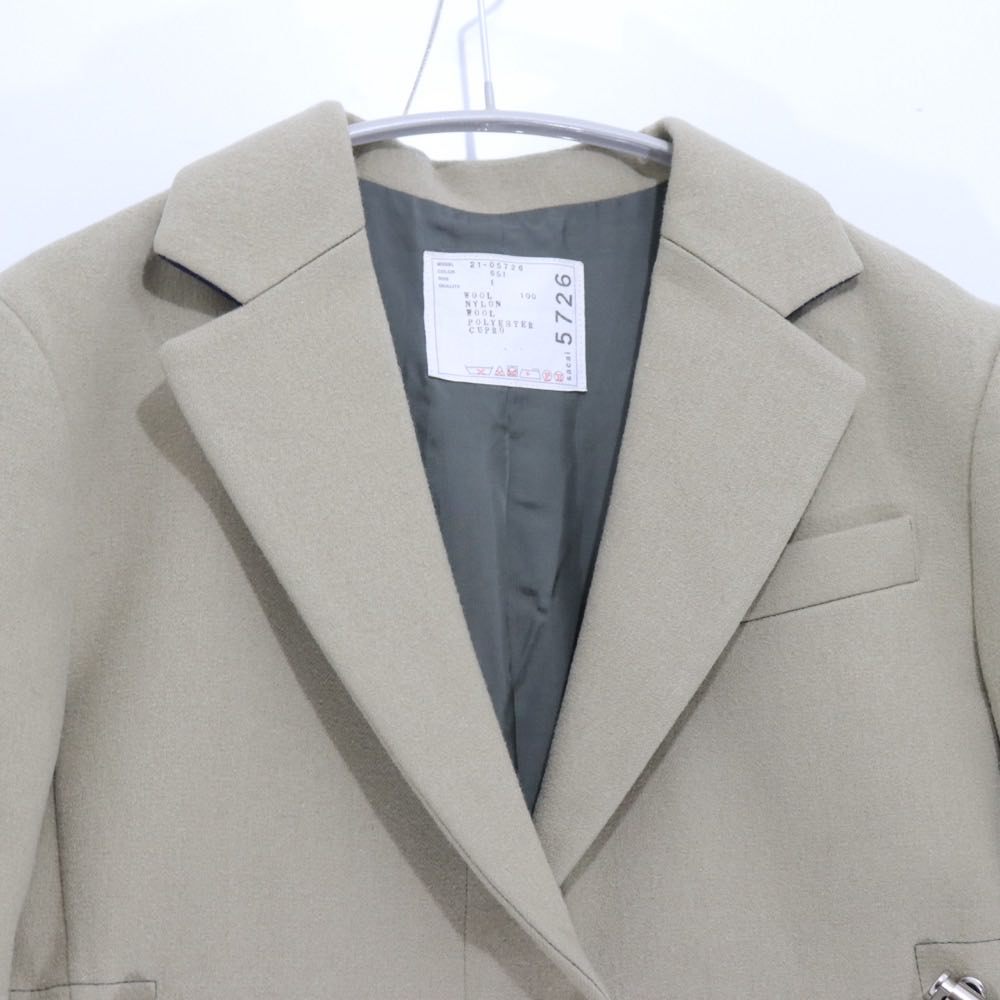 sacai 21AW | Wool Melton Docking Chester Coat "Beige×Khaki" (21-05726)