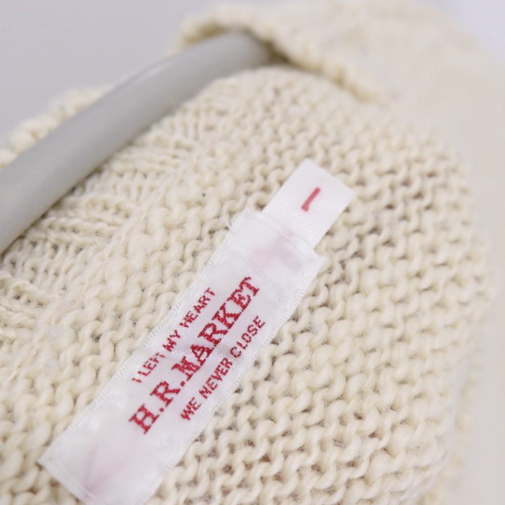 H.R.MARKET 19AW | Wool Acrylic Velvet Slub H Lettered Sweater "[Natural]" (700078-571)