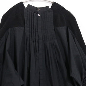 sacai 17AW | Back Pleated Hybrid Knit Pullover "Black" (17-03322)