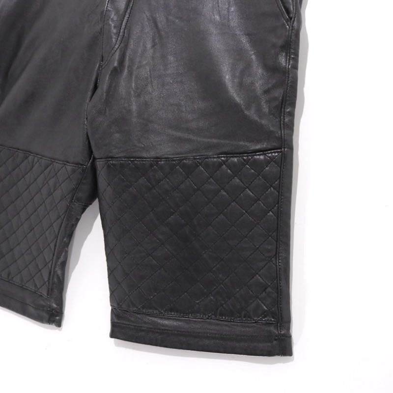 SASQUATCHfabrix. 11AW | Leather & Quilting Switching Shorts "MODERN NINJA" (113-31-1123)