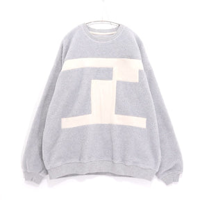 Evisen Skateboards 21AW | "E" Patchwork Boa Fleece Crewneck - Grey / White