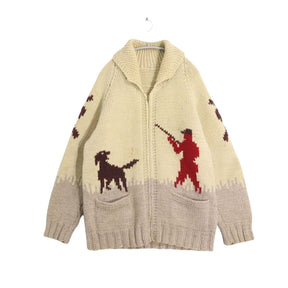 60s 70s vintage Cowichan sweater Hunting pattern