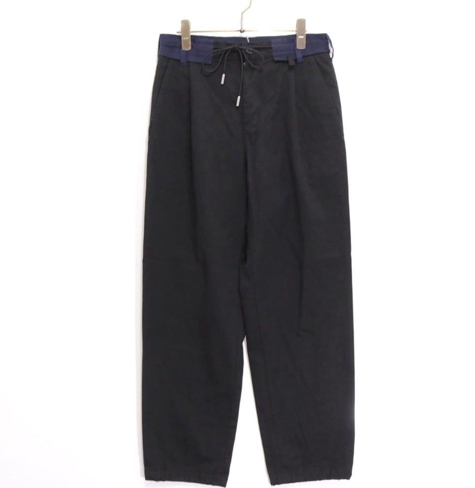 sacai 21AW | Chino Grosgrain Wide Tapered Pants "Black" (21-02652M)
