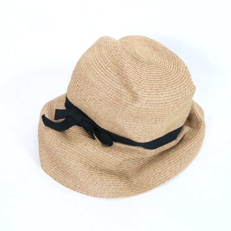 mature ha. | BOXED HAT 11cm brim grosgrain ribbon "Natural×Black" (MBOX-101)
