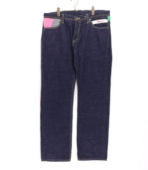 SQUARE | Mixed Material Patchwork Denim Pants "Straight"