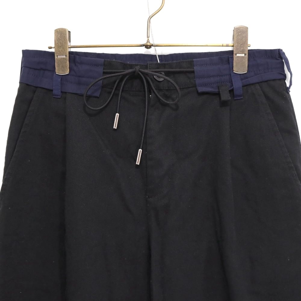 sacai 21AW | Chino Grosgrain Wide Tapered Pants "Black" (21-02652M)