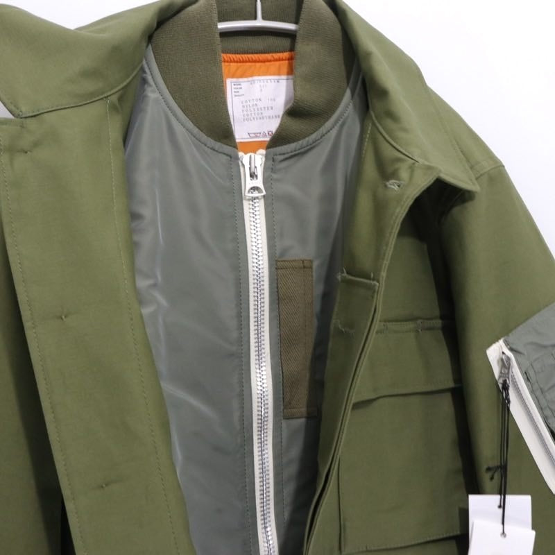 sacai 25SS | WTAPS Cotton Back Satin Jacket 02 "Khaki" (25-03694M)