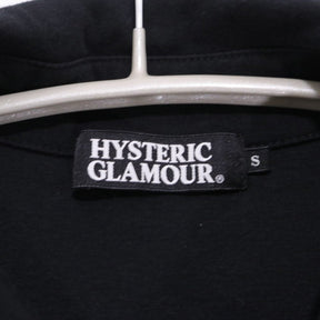 HYSTERIC GLAMOUR 22SS | "Sleeve Logo" L/S Open Polo Shirt "Black" (0221CH01)