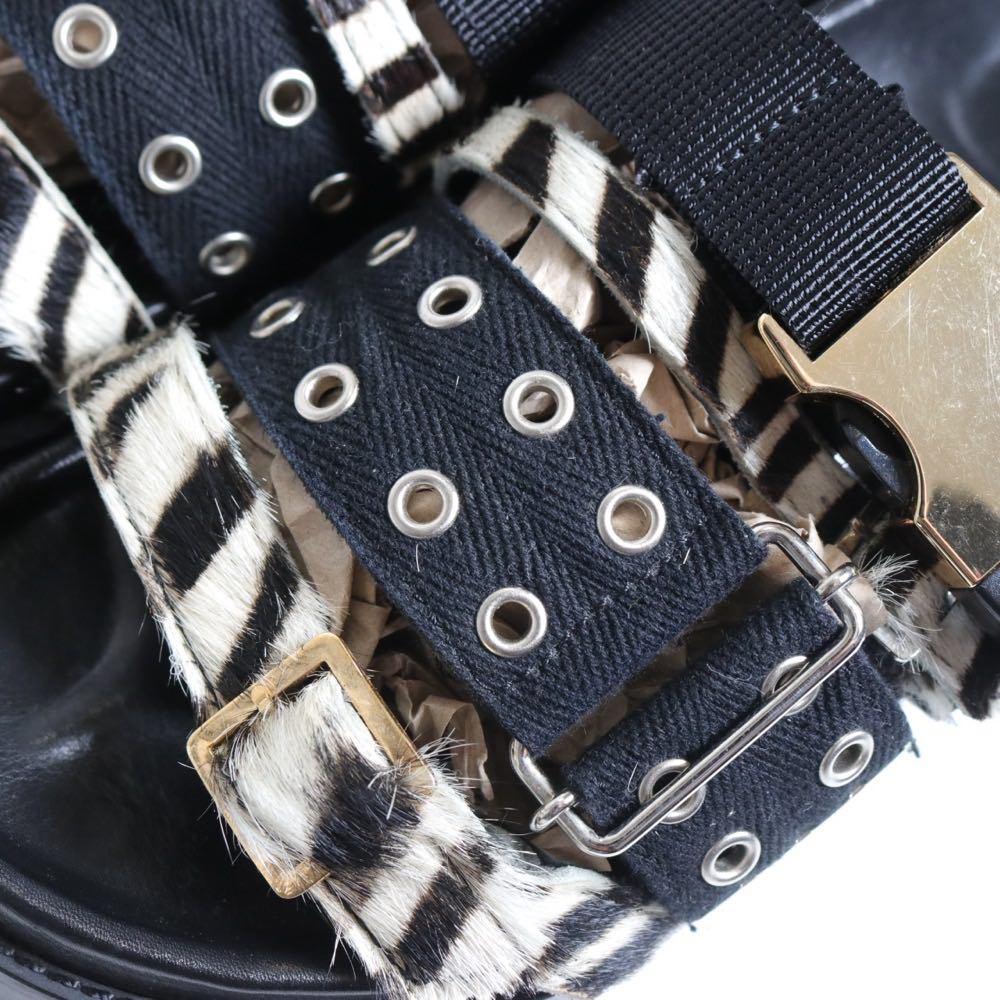 Sacai 20SS | Zebra-Print Calf Hair Belt Sandals (20-02292M)