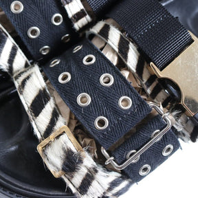 Sacai 20SS | Zebra-Print Calf Hair Belt Sandals (20-02292M)