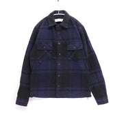 OFF-WHITE 19SS | Stencil Flannel Check Shirt "Navy / Black" (OMGA060R19C08015)