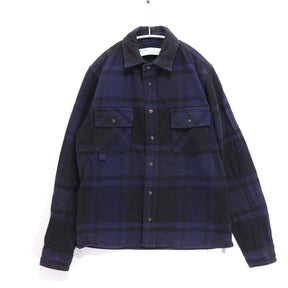 OFF-WHITE 19SS | Stencil Flannel Check Shirt "Navy / Black" (OMGA060R19C08015)