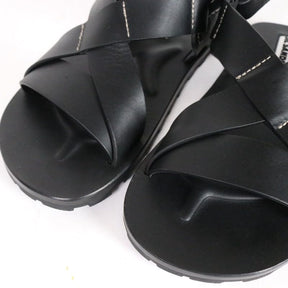 JIL SANDER+ 22SS | Platform Crossover Sandalo "Black / Vacchetta Leather" (J44WP0009)