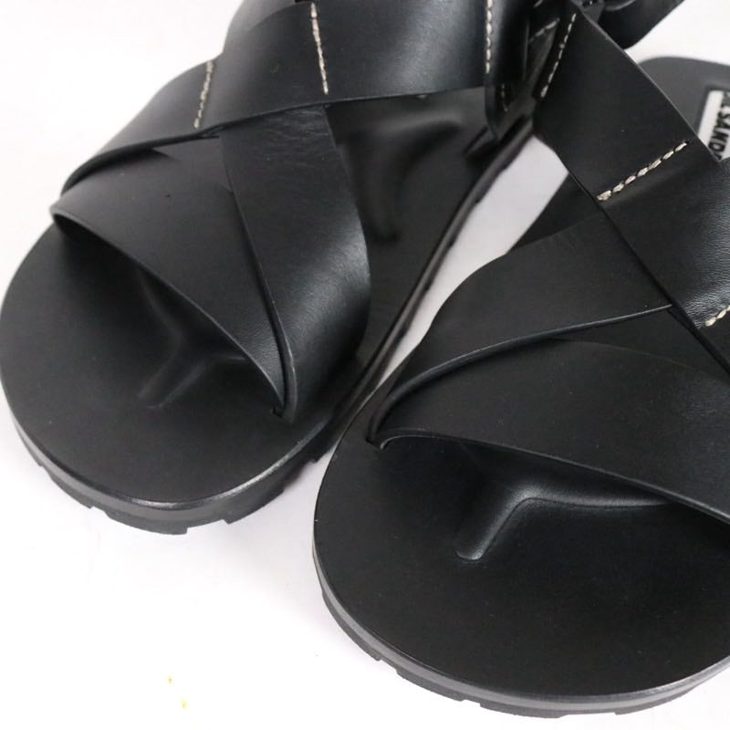 JIL SANDER+ 22SS | Platform Crossover Sandalo "Black / Vacchetta Leather" (J44WP0009)