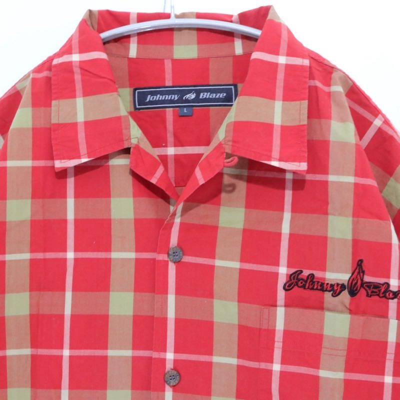 JOHNNY BLAZE | Open Collar Check Shirt "Red"