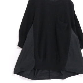 sacai 17AW | Back Pleated Hybrid Knit Pullover "Black" (17-03322)