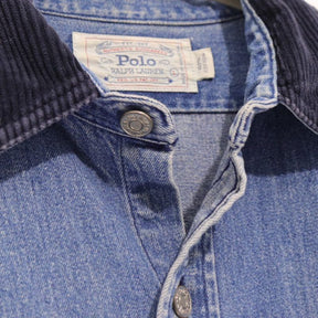 Polo Ralph Lauren 90s | Authentic Dungarees Corduroy Collar Denim Shirt "Indigo / Navy"
