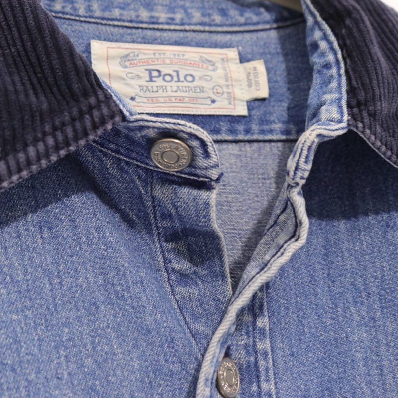 Polo Ralph Lauren 90s | Authentic Dungarees Corduroy Collar Denim Shirt "Indigo / Navy"