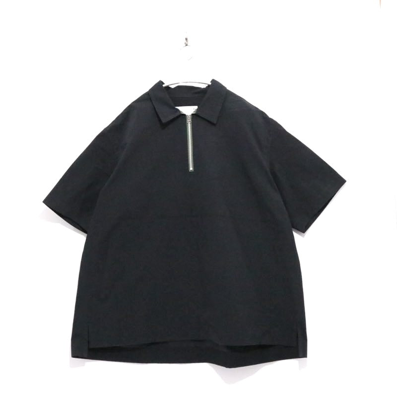 sacai 24AW | Cotton Nylon Ripstop Half Zip Pullover Shirt "BLACK" (24-03357M)