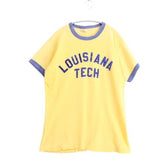 70s vintage RUSSELL ATHLETIC ラッセルアスレティック レディース 半袖Tシャツ リンガーT USA製 シングルステッチ フロッキープリント