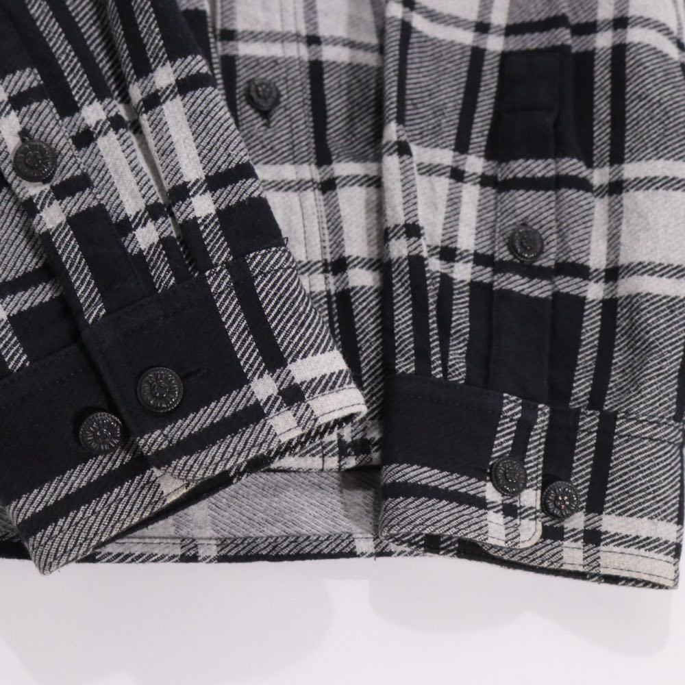 OFF-WHITE 18AW | Back Print Flannel Check Shirt "White/Black" (OMGA060E18A27010)