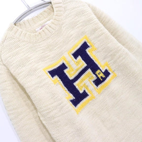 H.R.MARKET 19AW | Wool Acrylic Velvet Slub H Lettered Sweater "[Natural]" (700078-571)