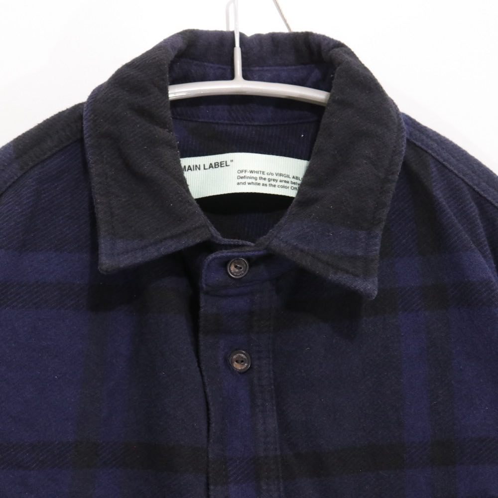 OFF-WHITE 19SS | Stencil Flannel Check Shirt "Navy / Black" (OMGA060R19C08015)