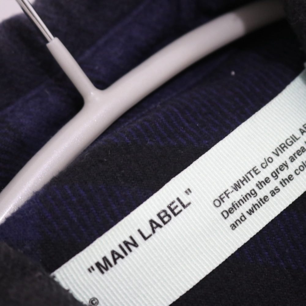 OFF-WHITE 19SS | Stencil Flannel Check Shirt "Navy / Black" (OMGA060R19C08015)